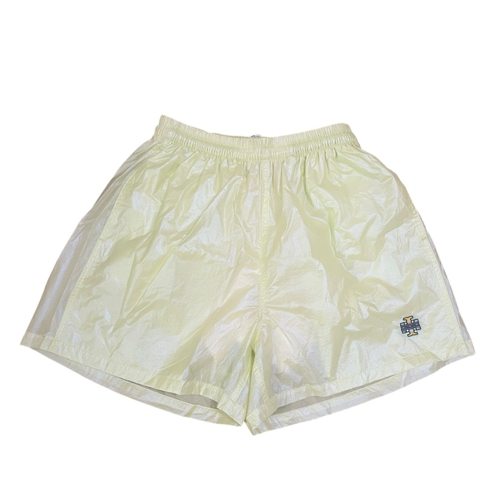 Tory Burch Iridescent Tafeta Running Shorts NWT Lemon Glow - Picture 4 of 12